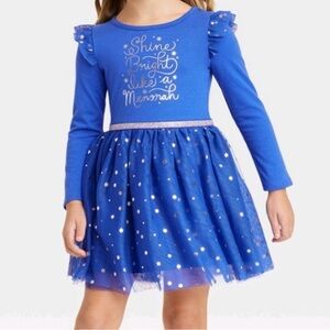 Girls Shine Bright menorah ' Long Sleeve Glitter Tutu Dress 7/8. NEW
